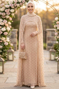 Beaded Lace Beige Modest Evening Dress 198BS