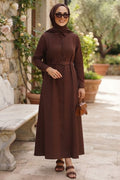 Brown Textured Abaya 30389KH