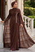 Brown Modest Evening Dress