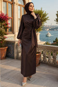Satin Brown Modest Dress 63012KH