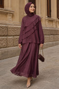 5331MU Plum Asymmetric Tiered Ruffle Set