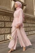 26158P Pink Balloon-Sleeve Tulle Modal Set