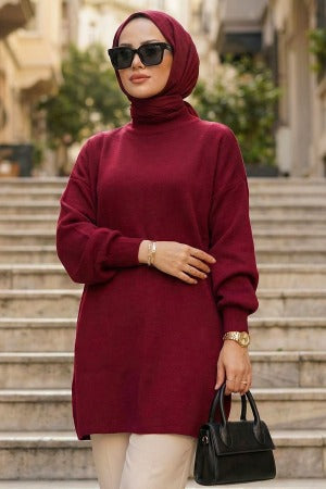 Turtleneck Cherry Modest Knit Sweater 10381VSN