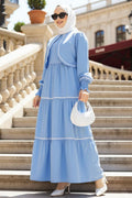 Bolero-Detailed Baby Blue Modest Dress 20325BM