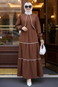 Bolero-Detailed Brown Modest Dress 20325KH