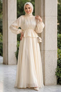 Peplum Chiffon Stone Modest Two-Piece Set 82902TAS