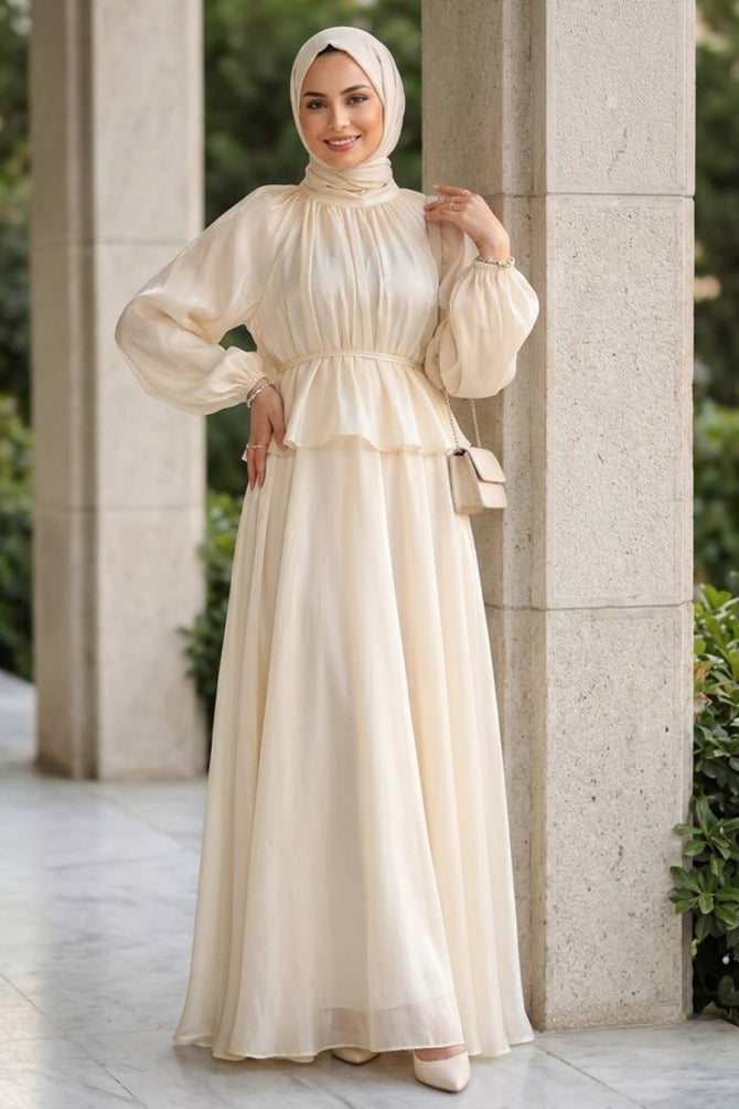 Peplum Chiffon Stone Modest Two-Piece Set 82902TAS