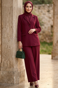Jacketed Burgundy Modest Two-Piece Set 6277BR