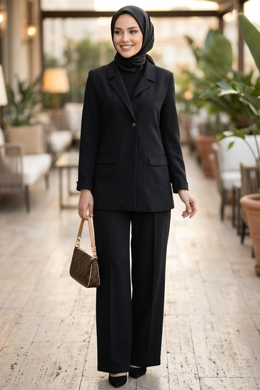 Jacketed Black Modest Two-Piece Set 6277S