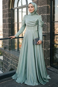 Lace Draped Mint Modest Evening Dress 260MINT
