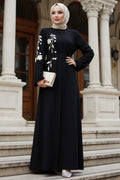 Patterned Black Modest Abaya 60052S
