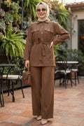 Buttoned Camel Modest Two-Piece Set 62961C