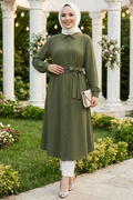 Buttoned Khaki Modest Tunic 32172HK