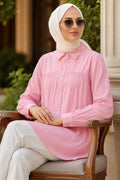 Buttoned Pink Modest Tunic 10682P