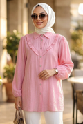 Buttoned Pink Modest Tunic 10693P