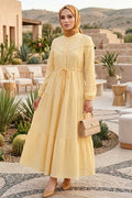 Buttoned Yellow Modest Dress 10213SR