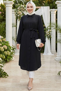Buttoned Black Modest Tunic 32172S