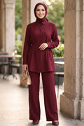 Buttoned Cherry Two-Piece Modest Set 20374VSN