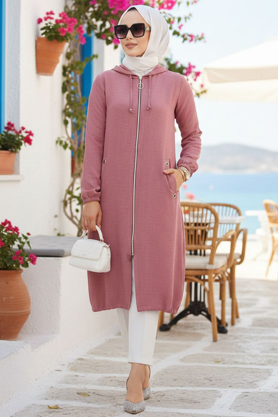 Zippered Dusty Rose Modest Cape 70792GK
