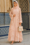 Guipure Lace Salmon Modest Abaya 63263SMN