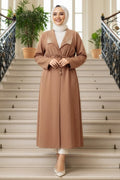 Pearl-Detailed Camel Modest Cape 6714C