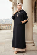 Hooded Black Modest Dress 76612S
