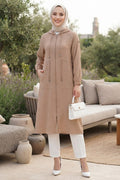 Hooded Dark Beige Modest Cape 15471KBEJ