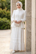 50205B White Belted Buttoned Embroidered Set