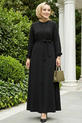 Belted Black Ferace Modest Abaya 26391S