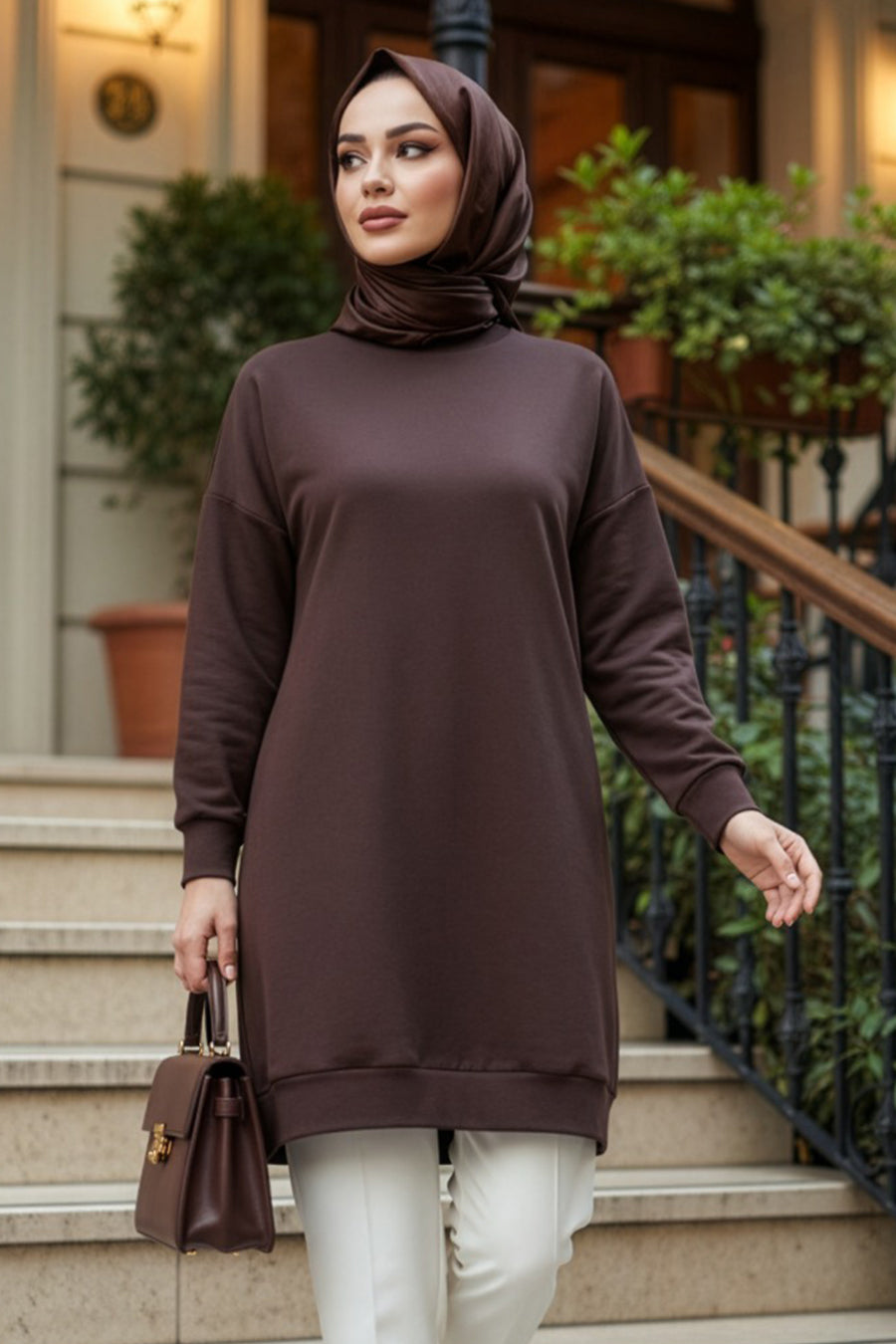 Dark Brown Modest Tunic 30644KKH