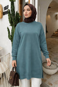 Side-Slit Mint Modest Knit Sweater 10901MINT