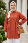 Embroidered Brick Modest Tunic 40603KRMT