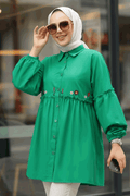 Embroidered Green Modest Tunic 40603Y
