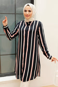 Striped Navy Viscose Modest Tunic 11584L