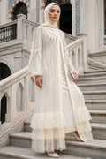 Sequin-Detailed Cream Modest Abaya 61841KR