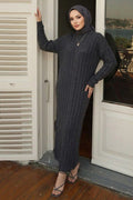 Cable-Knit Anthracite Modest Knit Dress 30312ANT