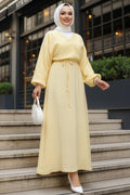 Yellow Muslin Modest Dress 19033SR