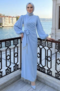 Balloon Sleeve Baby Blue Modest Evening Dress 62251BBM